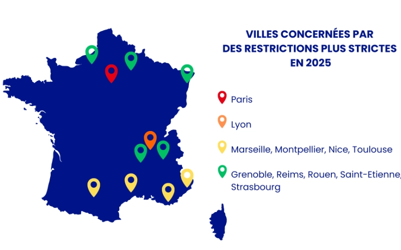 Villes touchées par les restrictions